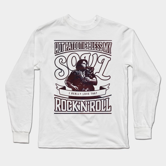 Eddie's Hot Patootie Textured Classic Rock Vintage Style Long Sleeve T-Shirt by mareescatharsis